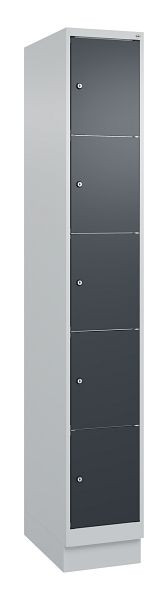 C+P lockerkast Classic PLUS, onderstel, 1950x300x500mm, 7035/7016, met 5 vakken, 080020-105 S10008