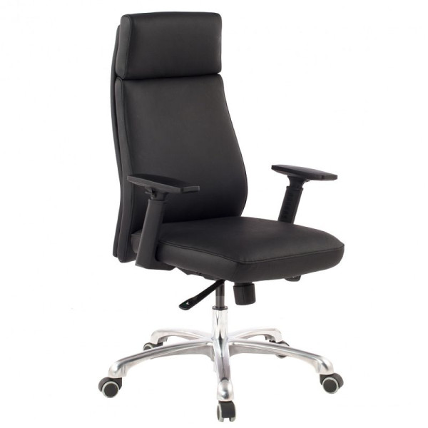 Amstyle bureaustoel Porto echt leer zwart ergonomisch met hoofdsteun, SPM1.800