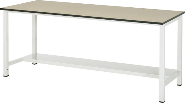 RAU werktafel serie 900, B2000xD800xH825mm, MDF werkblad (medium density fibreboard), dikte 22mm, met plank aan de onderzijde, 320mm diep, 03-900-3-F22-20.12
