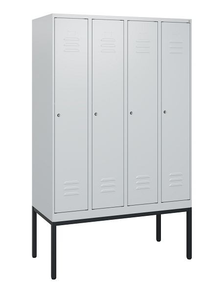 C+P Umkleidespind Classic PLUS, Gestell, 4 Abteile, 1950x1200x500mm, 7035/7035, Zylinderschlösser, 0800305-40 S10024