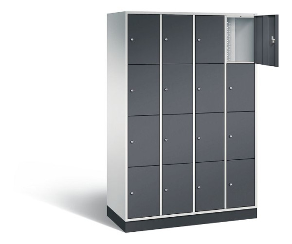 C+P lockerkast Intro, H1950xW1220xD490mm, kleur: lichtgrijs / zwartgrijs, 8470-401 S10129