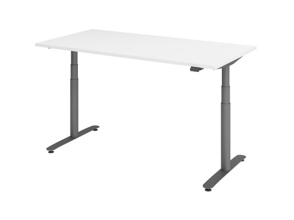 Hammerbacher zit-sta bureau elektrisch 160x80cm wit/grafiet, VXDLR16/W/G