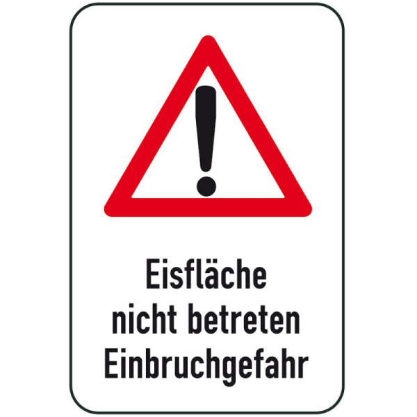 Steen HGS winterbord/verkeersbord niet betreden ijsoppervlak, inbraakgevaar, 400x600mm, pictogram: zwart/rood, 14723