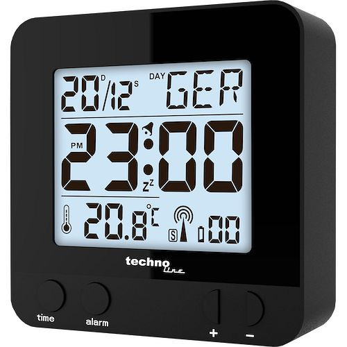 Technoline wekkerradio zwart, DCF-77 wekkerradio met handmatige instelmogelijkheid, afmetingen: 80 x 80 x 30 mm, WT 235 zwart