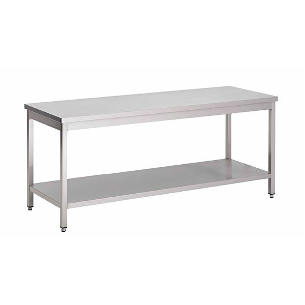 Gastro-Inox RVS AISI 430 werktafel met onderstel, 700x600x850mm, versterkt met 18 mm dik, gecoate spaanplaat, 301.161
