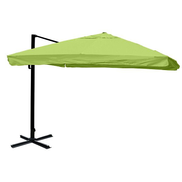 Mendler gastronomie verkeerslichtparaplu HWC-A96, parasol, 3x3m (Ø4,24m) polyester/aluminium 23kg, klep, groen zonder standaard, draaibaar, 138982+122472