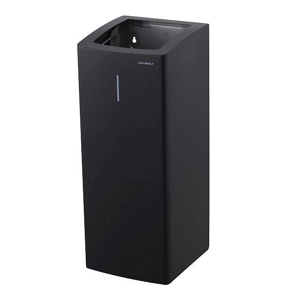 Air Wolf afvalbak met 50 liter inhoud, Alpha-serie, H x B x D: 661 x 265 x 280 mm, matzwart roestvrij staal, 60-134