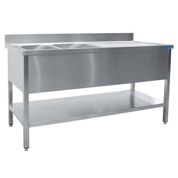 Saro spoelbak met 2 wastafels, links - 600 mm diep, 1600 mm, 600-2545L