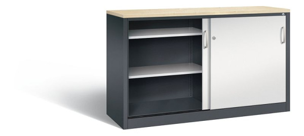 C+P dressoir met schuifdeuren Acurado, H1000xB1600xD500mm, kleur: zwartgrijs/lichtgrijs, beugelgreep, 2156-00 S10128