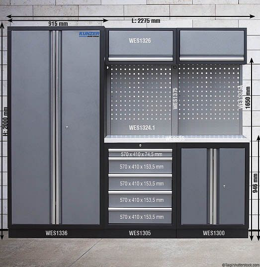 Kunzer werkplaatsmodule 1 met RVS werkblad, WESS1