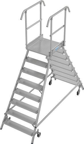Krause platformladder van aluminium, verrijdbaar, 2 x 7 treden, aan beide zijden beklimbaar, conform EN 131-7, 312174