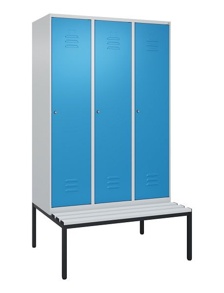 C+P luierkluis Classic PLUS met middenwand, 3 vakken, 2120x1200x815mm, 7035/5012, cilindersloten, 0800507-32F S10019