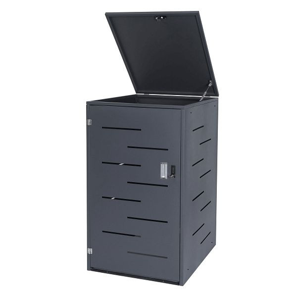 Mendler HWC-E83 vuilnisbakbekleding, vuilnisbak, vuilnisbakdeksel, uitbreidbaar 108x61x76cm, antraciet, staal 33kg, 68802+70323