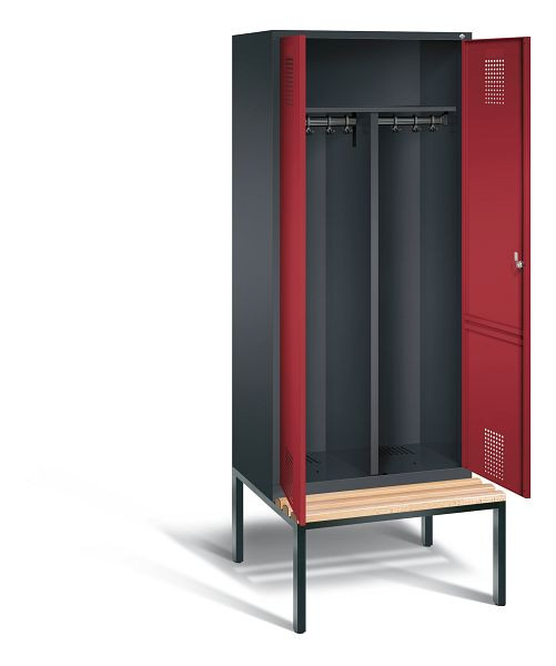 C+P zwart wit kastje Evolo, H2090xW810xD815mm, kleur: zwart-grijs/robijnrood, 48052-22 S10121