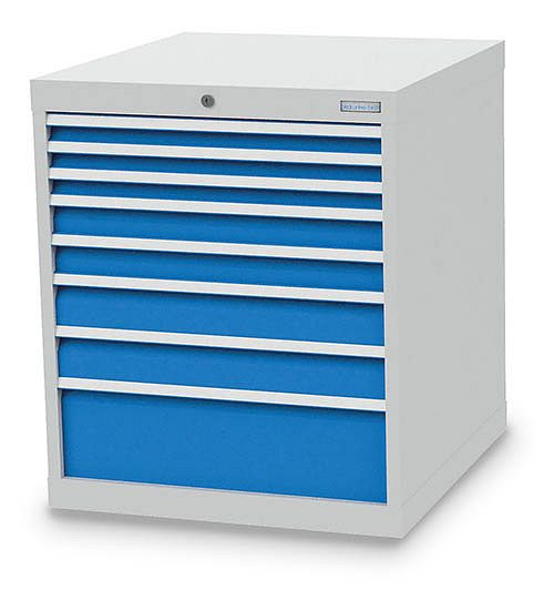 Bedrunka + Hirth ladekast, diepte 736 mm, R 24-24, aantal lades: 8, 705 x 736 x 819 mm, paneelhoogte in mm: 3x50, 2x75, 2x100, 1x200, 780 / 3221V10