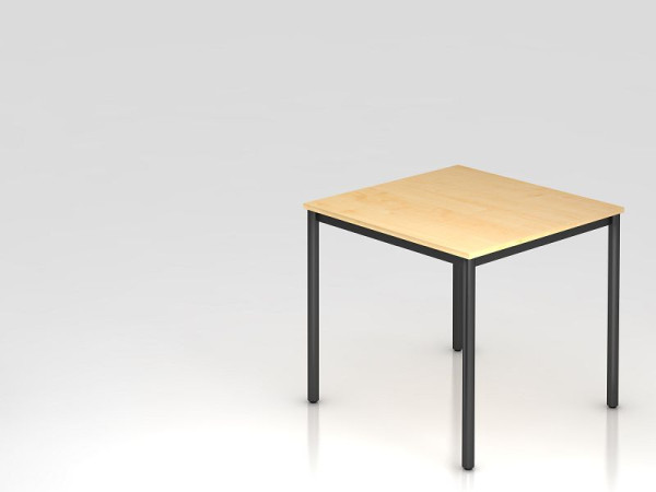 Hammerbacher vergadertafel rond onderstel 80x80 esdoorn/zwart, rechthoekige vorm, VDR08/3/D