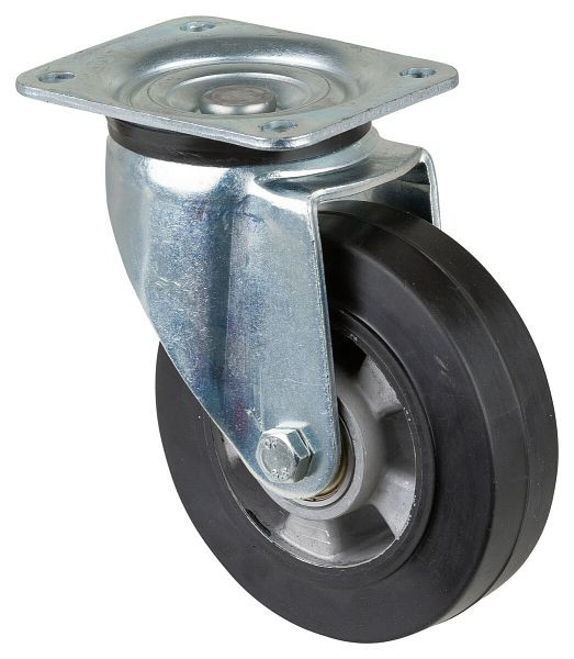 BS Rollen zwaarlastwiel, wielbreedte 50 mm, wiel-Ø 160 mm, draagvermogen 300 kg, zwarte elastische banden, aluminium wiellichaam, kogellagers, L600.B80.160