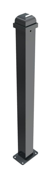 Schake stijlpaal stalen buis 70 x 70 mm serie 473B, stationair, voor plugbevestiging met voetplaat 100 x 150 mm, zonder slot, zonder oog, 473PB