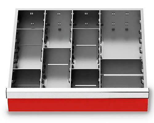 Bedrunka + Hirth lade-inzet T500 R 18-16, voor frontpaneel hoogte 150 mm, 3 x MF 400 mm. 5x TW 100 mm. 1 x TW 150 mm, 146-137-150