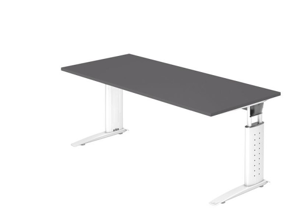 Hammerbacher bureau C-poot 180x80cm grafiet/wit, werkhoogte 68-86 cm verstelbaar, VUS19/G/W