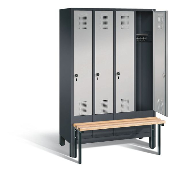 C+P Evolo garderobe, H1850xW1190xD815mm, kleur: zwart-grijs/wit aluminium, 48030-40 S10013