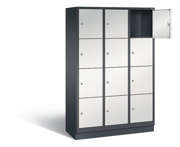 C+P lockerkast Evolo, H1800xB1200xD500mm, kleur: zwartgrijs/lichtgrijs, 48020-324 S10048