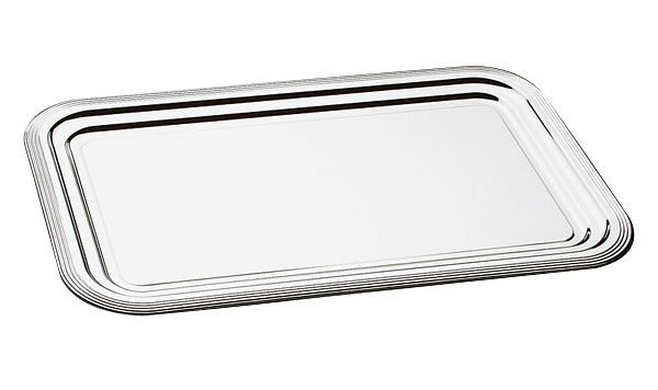 APS GN 1/1 partybord -CLASSIC-, 53 x 32,5 cm, metaal, vernikkeld en helder verchroomd, met lijndecoratie, rolrand, VE 36, 00395