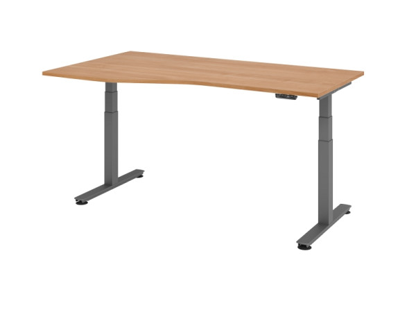 Hammerbacher zit-sta bureau elektrisch 180x100/80cm walnoot, VXDSM18/N/G