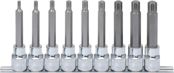 KS Tools 1/2" CHROMEplus RIBE bitdoppenset, lang, 9-delig M5-M14, 918.1340