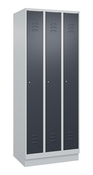 C+P luierkluis Classic PLUS, onderbouw, 3 vakken, 1950x750x500mm, 7035/7016, cilindersloten, 080020-39 S10023