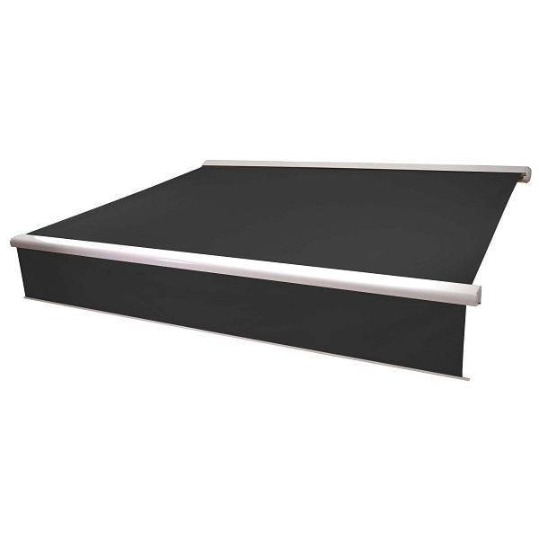 Mendler elektrische full cassette luifel T124, 5x3m uitschuifbare volant, polyester antraciet, 58235+35606