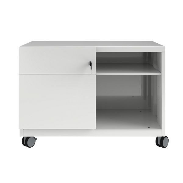 Bisley rolcontainer Note Caddy laden links, B 800 mm, verkeerswit, CADM08LH696