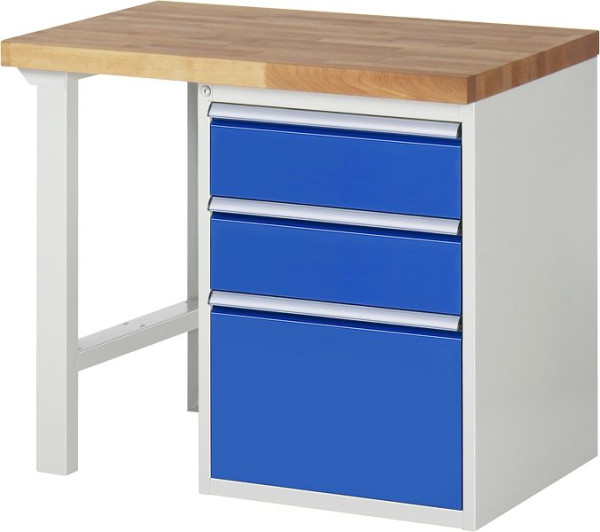 RAU werkbank serie 7000 - modulair ontwerp, onderbouwbak (3x lade), 1000x840x700 mm, 03-7507A1-107B4S.11