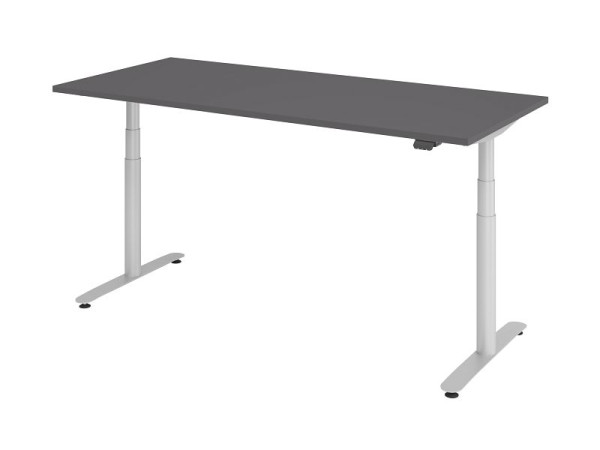 Hammerbacher zit-sta bureau elektrisch 180x80cm grafiet/zilver, VXDLR19/G/S