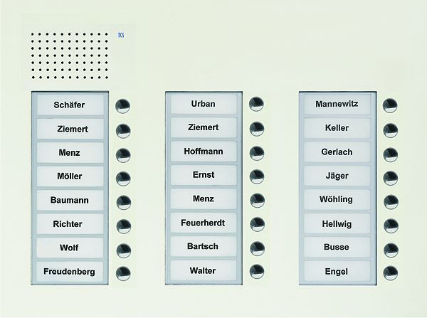 TCS audio buitenstation serie PUK 24 belknoppen (rechts uitgelijnd), 3 kolommen, UP wit, PUK24/3-WS