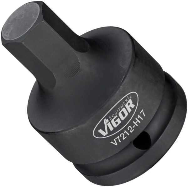 VIGOR slagmoersleutel schroevendraaier bit, hol vierkant 20 mm (3/4 inch), binnenzeskant profiel, 17 mm, V7212-H17