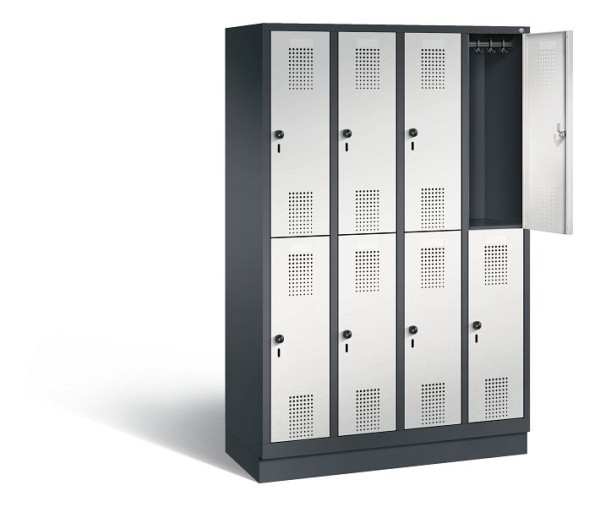 C+P locker dubbeldekker Evolo, H1800xW1190xD500mm, kleur: zwartgrijs/lichtgrijs, 48320-40 S10263