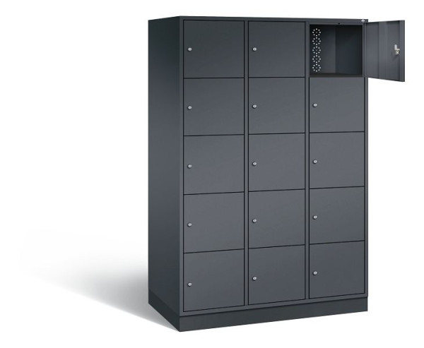 C+P XL lockerkast Intro, H1950xB1220xD590mm, kleur: zwart-grijs, 8570-303 S10046