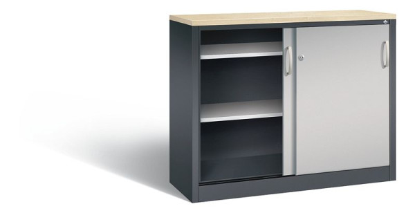 C+P dressoir met schuifdeuren Acurado, H1000xB1200xD400mm, kleur: zwart grijs/wit aluminium, beugelgreep, 2046-00 S10249