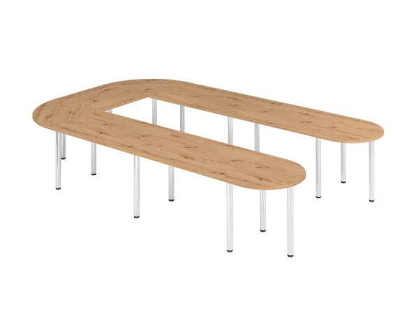 Hammerbacher placemat K6, blad: knoestig eiken, bestaande uit: 4 x VKP12, 1 x VKP08, 2 x VKP91, 2 x VKA60, 16 x VSTFK in chroom, VSETK6/R/C