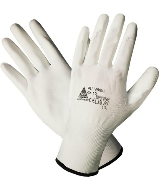 Hase Safety fijngebreide handschoenen met zachte PU-coating, wit, maat: 7, VE: 10 paar, 509520-7