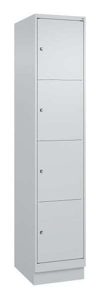 C+P lockerkast Classic PLUS, onderstel, 1950x400x500mm, 7035/7035, met 4 vakken, 080020-124 S10009