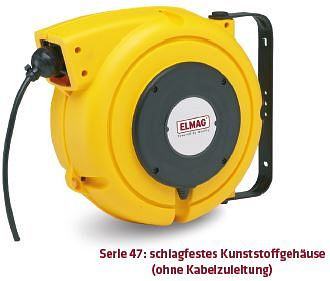 ELMAG automatische kabelhaspel ZECA 'DATAFLUX', 4708 CAT5E, 11+1 meter, 4x(2x0, 15) C mm², IP 42 (zonder voedingskabel, stekker en koppeling), 44298