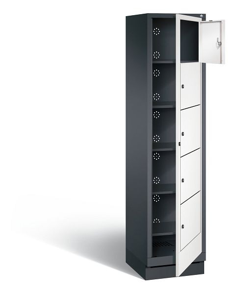 C+P wasautomaat Evolo, H1800xB420xD500mm, kleur: zwartgrijs / verkeerswit, 48160-105 S10114