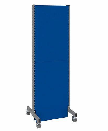 DENIOS mobiele akoestische scheidingswand, basisveld, B 625, H 2000 mm, eenzijdige akoestische geperforeerde plaat, grijs/blauw, 293099