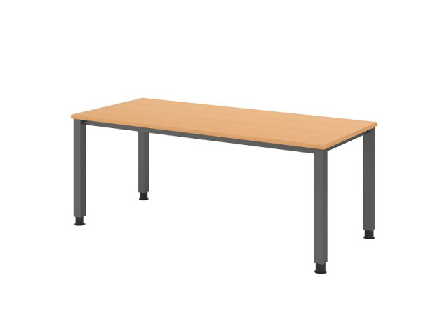 Hammerbacher bureau QS19, 180 x 80 cm, blad: beukenhout, 25 mm dik, 4-poots frame in grafiet (vergelijkbaar met RAL 7012), werkhoogte 68-83,5 cm, VQS19/6/G