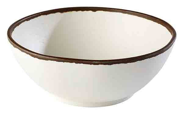 APS kom -CROCKER-, Ø 21 cm, hoogte: 8 cm, 1,45 liter, melamine, crème, met bruine rand, 84577