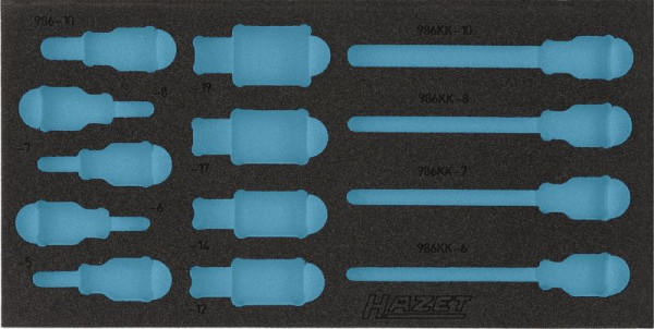 Hazet 2-componenten zachtschuim inleg, voor 163-220/13, 986/13, afmetingen / lengte: 342 mm x 172 mm, 163-220L
