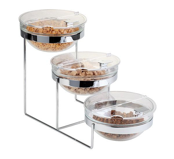 APS buffetframe, 7-delig, 61 x 24 cm, hoogte: 35 cm, verchroomd metaal, glas, ABS, 3 niveaus, veelzijdig, 11795