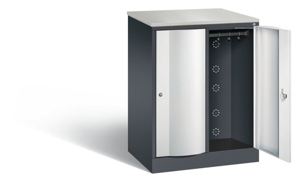 C+P garderobekast Resisto, H1077xB772xD540mm, kleur: zwartgrijs/lichtgrijs, 8271-272 S10060